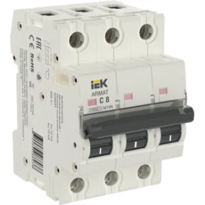 IEK ARMAT Автоматический выключатель M10N 3P C 8А - AR-M10N-3-C008 IEK ARMAT Автоматический выключатель M10N 3P C 8А - AR-M10N-3-C008
