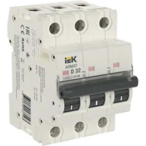 IEK ARMAT Автоматический выключатель M10N 3P D 32А - AR-M10N-3-D032 IEK ARMAT Автоматический выключатель M10N 3P D 32А - AR-M10N-3-D032