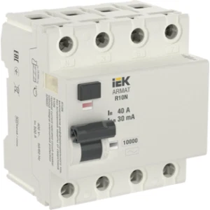 IEK ARMAT Выключатель дифференциального тока R10N 4P 40А 30мА тип AC - AR-R10N-4-040C030 IEK ARMAT Выключатель дифференциального тока R10N 4P 40А 30мА тип AC - AR-R10N-4-040C030