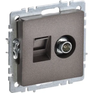 IEK BRITE Розетка двойная TV+RJ45 кат.5E РТВ/РК12-БрТБ темная бронза - BR-AK20-1-K45 IEK BRITE Розетка двойная TV+RJ45 кат.5E РТВ/РК12-БрТБ темная бронза - BR-AK20-1-K45