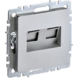 IEK BRITE Розетка компьютерная двойная RJ45 кат.5E РК10-2-БрА алюминий