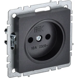 IEK BRITE Розетка 1-местная без заземления без защитных шторок 10А РС10-1-0-БрЧ черный - BR-R10-10-K02 IEK BRITE Розетка 1-местная без заземления без защитных шторок 10А РС10-1-0-БрЧ черный - BR-R10-10-K02