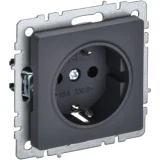 IEK BRITE Розетка 1-местная с заземлением с защитными шторками 16А РС14-1-0-БрГ графит