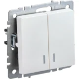IEK BRITE Выключатель 2-клавишный с индикацией 10А ВС10-2-1-БрЖ жемчуг