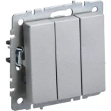 IEK BRITE Выключатель 3-клавишный 10А ВС10-3-0-БрА алюминий