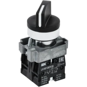 IEK Переключатель LA167-BDF25 на 2 положения 1з+1р черный - BSW20-BDF25-3-24-67-2-K02 IEK Переключатель LA167-BDF25 на 2 положения 1з+1р черный - BSW20-BDF25-3-24-67-2-K02