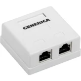 IEK Розетка информационная настенная RJ45 кат.5E FTP 2 порта GENERICA