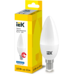 IEK Лампа светодиодная ALFA C35 свеча 10Вт 230В 6500К E14 - LLA-C35-10-230-65-E14 IEK Лампа светодиодная ALFA C35 свеча 10Вт 230В 6500К E14 - LLA-C35-10-230-65-E14