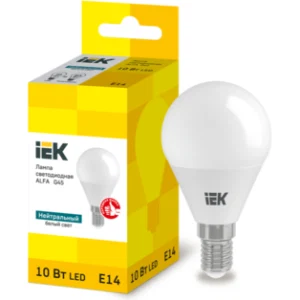 IEK Лампа светодиодная ALFA G45 шар 10Вт 230В 4000К E14 - LLA-G45-10-230-40-E14 IEK Лампа светодиодная ALFA G45 шар 10Вт 230В 4000К E14 - LLA-G45-10-230-40-E14