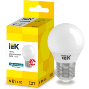 IEK Лампа светодиодная ALFA G45 шар 6Вт 230В 4000К E27 - LLA-G45-6-230-40-E27 IEK Лампа светодиодная ALFA G45 шар 6Вт 230В 4000К E27 - LLA-G45-6-230-40-E27