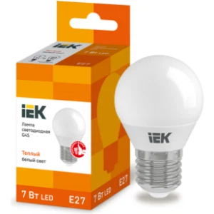 IEK Лампа светодиодная G45 шар 7Вт 230В 3000К E27 - LLE-G45-7-230-30-E27 IEK Лампа светодиодная G45 шар 7Вт 230В 3000К E27 - LLE-G45-7-230-30-E27