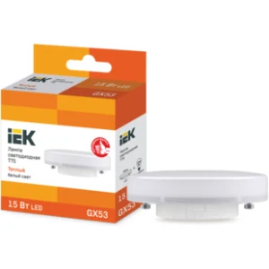 IEK Лампа светодиодная T75 таблетка 15Вт 230В 3000К GX53 - LLE-T80-15-230-30-GX53 IEK Лампа светодиодная T75 таблетка 15Вт 230В 3000К GX53 - LLE-T80-15-230-30-GX53