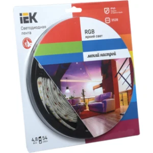 IEK Лента светодиодная 5м блистер LSR-3528RGB54-4.8-IP65-12V IEK-eco - LSR1-3-054-65-1-05 IEK Лента светодиодная 5м блистер LSR-3528RGB54-4.8-IP65-12V IEK-eco - LSR1-3-054-65-1-05