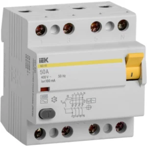 IEK Выключатель дифференциальный (УЗО) ВД1-63 4Р 50А 100мА - MDV10-4-050-100 IEK Выключатель дифференциальный (УЗО) ВД1-63 4Р 50А 100мА - MDV10-4-050-100