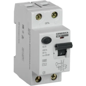 IEK Выключатель дифференциальный (УЗО) ВД1-63 2Р 63А 30мА GENERICA - MDV15-2-063-030 IEK Выключатель дифференциальный (УЗО) ВД1-63 2Р 63А 30мА GENERICA - MDV15-2-063-030