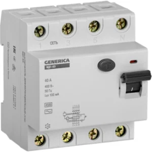 IEK Выключатель дифференциальный (УЗО) ВД1-63 4Р 40А 100мА GENERICA - MDV15-4-040-100 IEK Выключатель дифференциальный (УЗО) ВД1-63 4Р 40А 100мА GENERICA - MDV15-4-040-100
