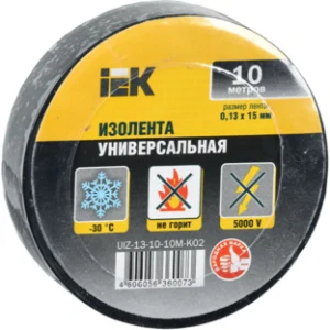 IEK Изолента 0,13х15мм черная 10м - UIZ-13-10-10M-K02 IEK Изолента 0,13х15мм черная 10м - UIZ-13-10-10M-K02