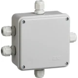 IEK Коробка распаячная КМ41330 для открытой проводки 100х100х50мм IP55 (RAL 7035, гермовводы PG9 5шт)